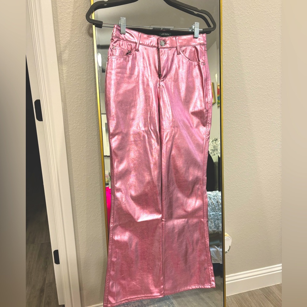Dark pink metallic pants